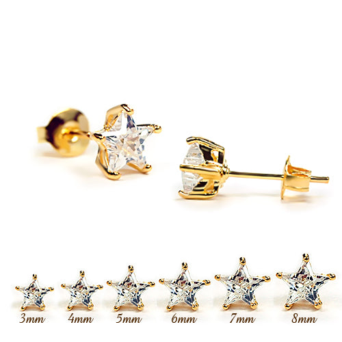 Star Clear CZ Yellow Gold