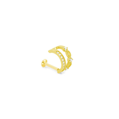 14K Gold- 18g Double Wired CZ Labret Cuff