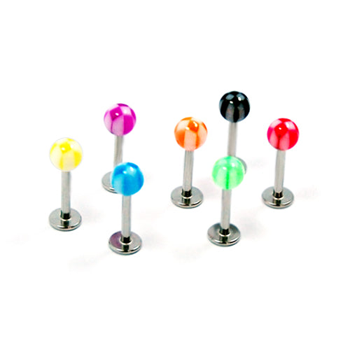 16G Acrylic Labret, Ball 4mm- Checkered