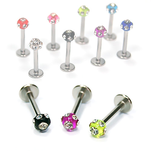 16G Acrylic Labret-Multi Stone