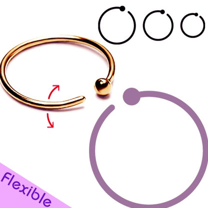 20G Hoop w/ Ball, Flexible-Gold Steel & Rose Gold