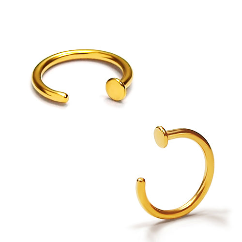 18G Nose Hoop w/Stopper, Flexible-Gold Steel