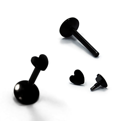 16G Labret, Heart Monroe-Black Steel