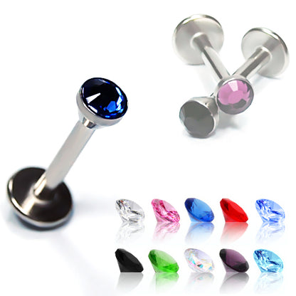 16G Labret, Chin Big Gem- 316L S. Steel