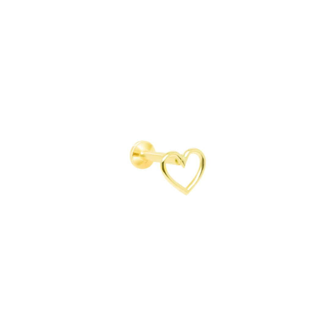 14K Gold- 18g/16g Hollow Heart Labret