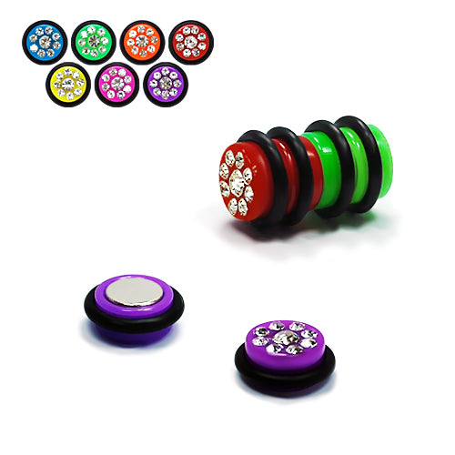 Magnetic Acrylic Fake Plug- Multi Jeweled