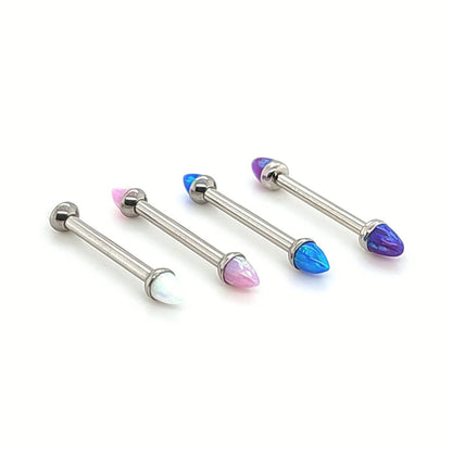 14G Opal Bulet Nipple Barbell -316L S. Steel