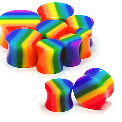 Acrylic-Double Flared Solid Plug, Rainbow