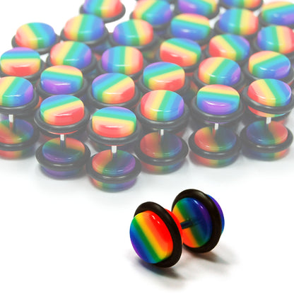 16G Acrylic Fake Barbell- Rainbow