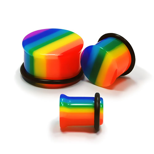 Acrylic- Single Flared Solid Plug, Rainbow