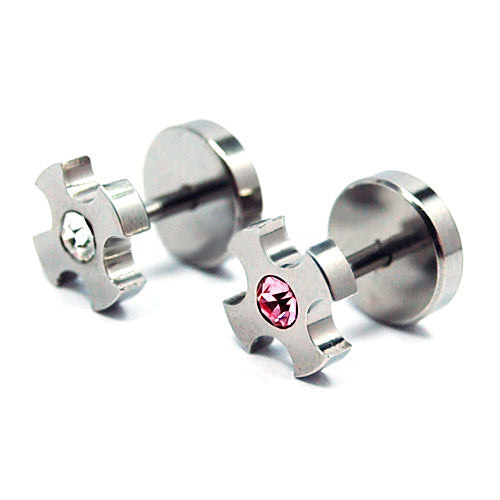 Fake Plug Gem Cross, 4pcs Price-316L S. Steel