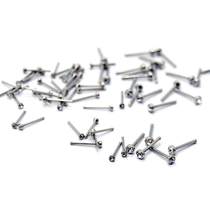 20G Nose Stud, Bezel Big Gem, 20pc. Case-316L S. Steel