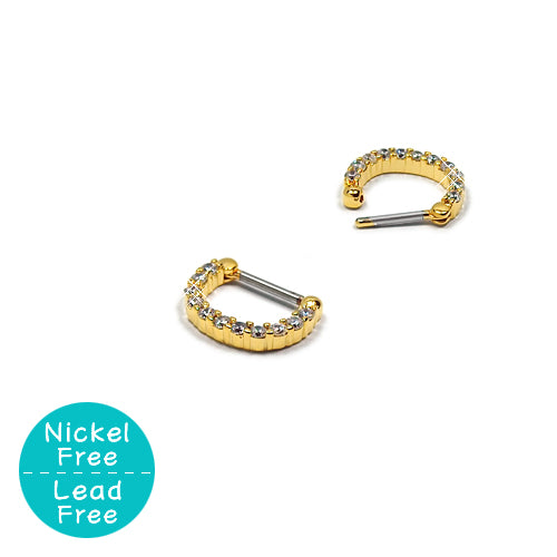 D Shape CZ Set Septum Design - Gold Steel