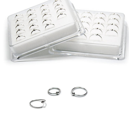 925.Sterling- Nose Hoop w/ Ball, Flexible, 20pc. Box