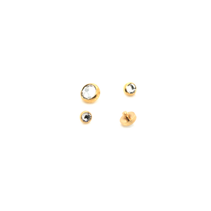 14G Dermal Anchor Top, Jeweled-Gold Steel