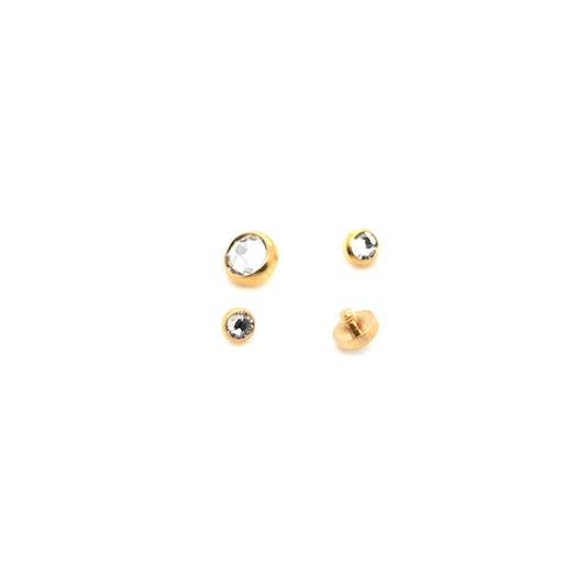 14G Dermal Anchor Top, Jeweled-Gold Steel