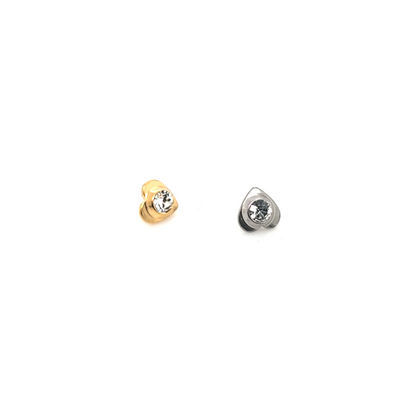 1.6mm(14G) Heart Dermal Anchor Top- Gold Steel