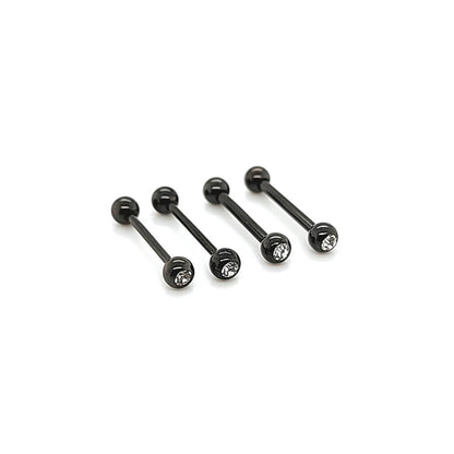 16G/14G Nipple Barbell, Side Gem-Black Steel