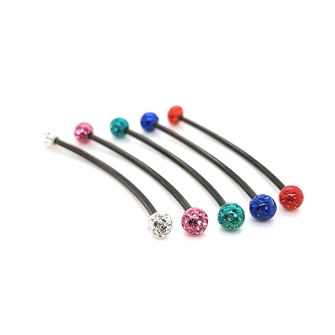 14G Industrial Blingy Curved Barbell-Black Steel