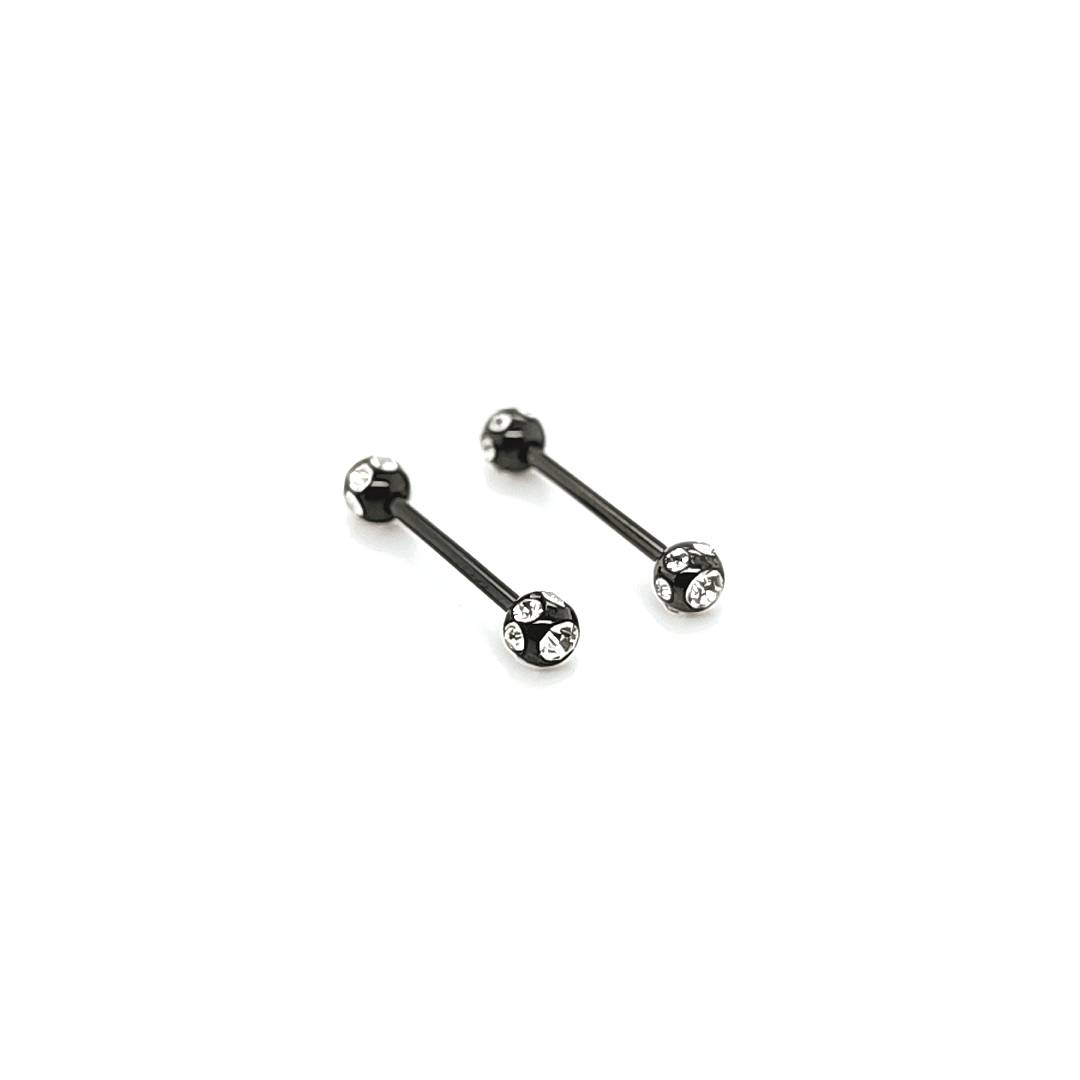 16G Nipple Barbell, Multi Gem-Black Steel