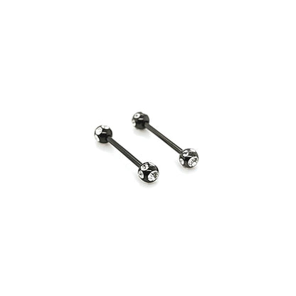 16G Nipple Barbell, Multi Gem-Black Steel