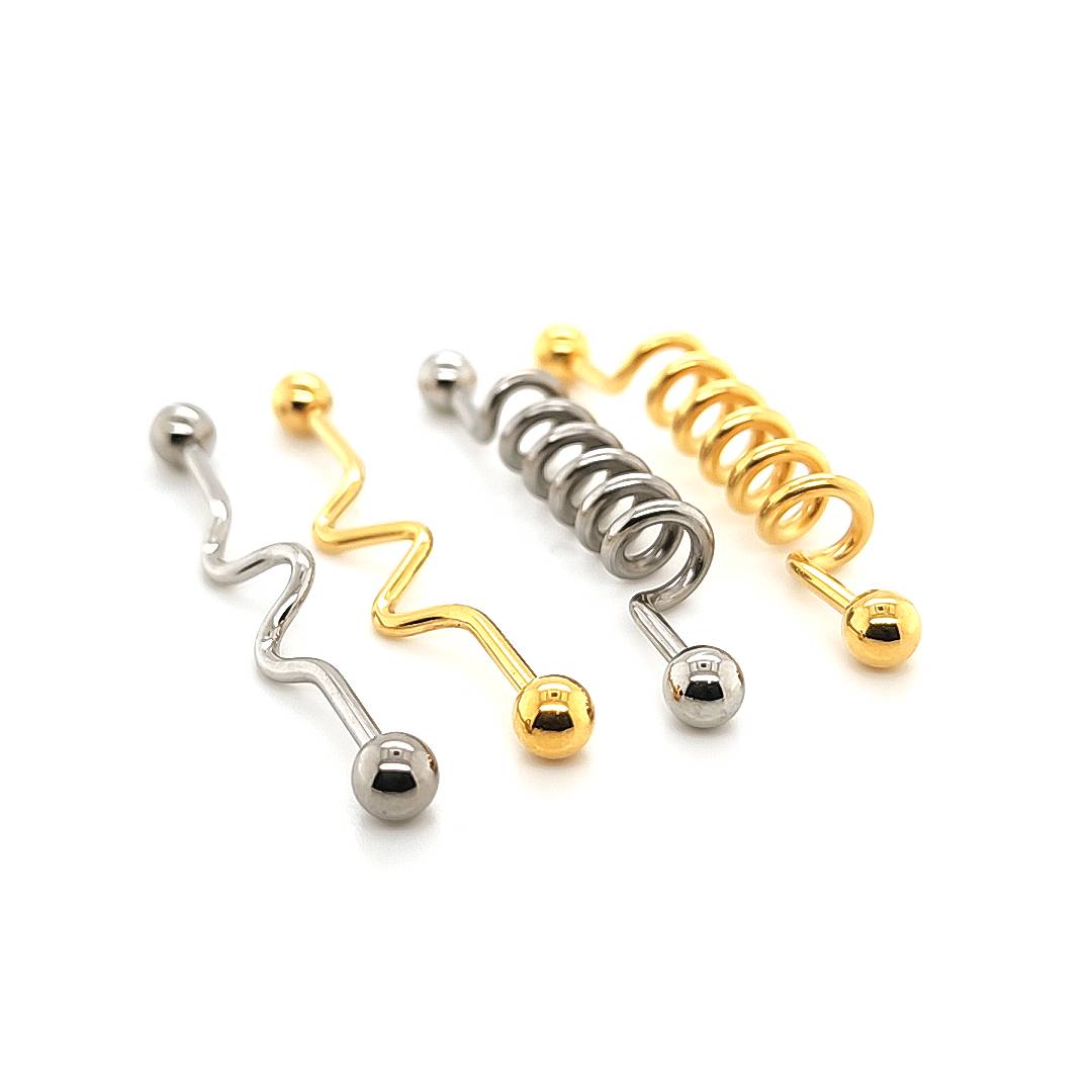 16G/14G Industrial Barbell-316L S. Steel/Gold Steel