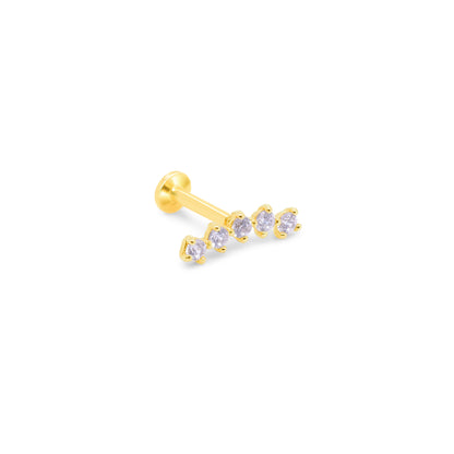 14K Gold- 18g/16g 5cz Cluster Labret