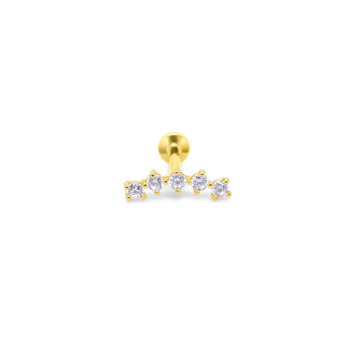 14K Gold- 18g/16g 5cz Cluster Labret