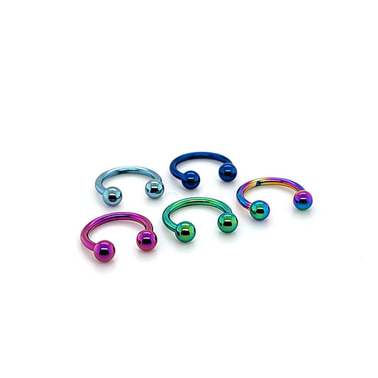 16G CBB Horseshoe, 3mm Ball-Color Steel