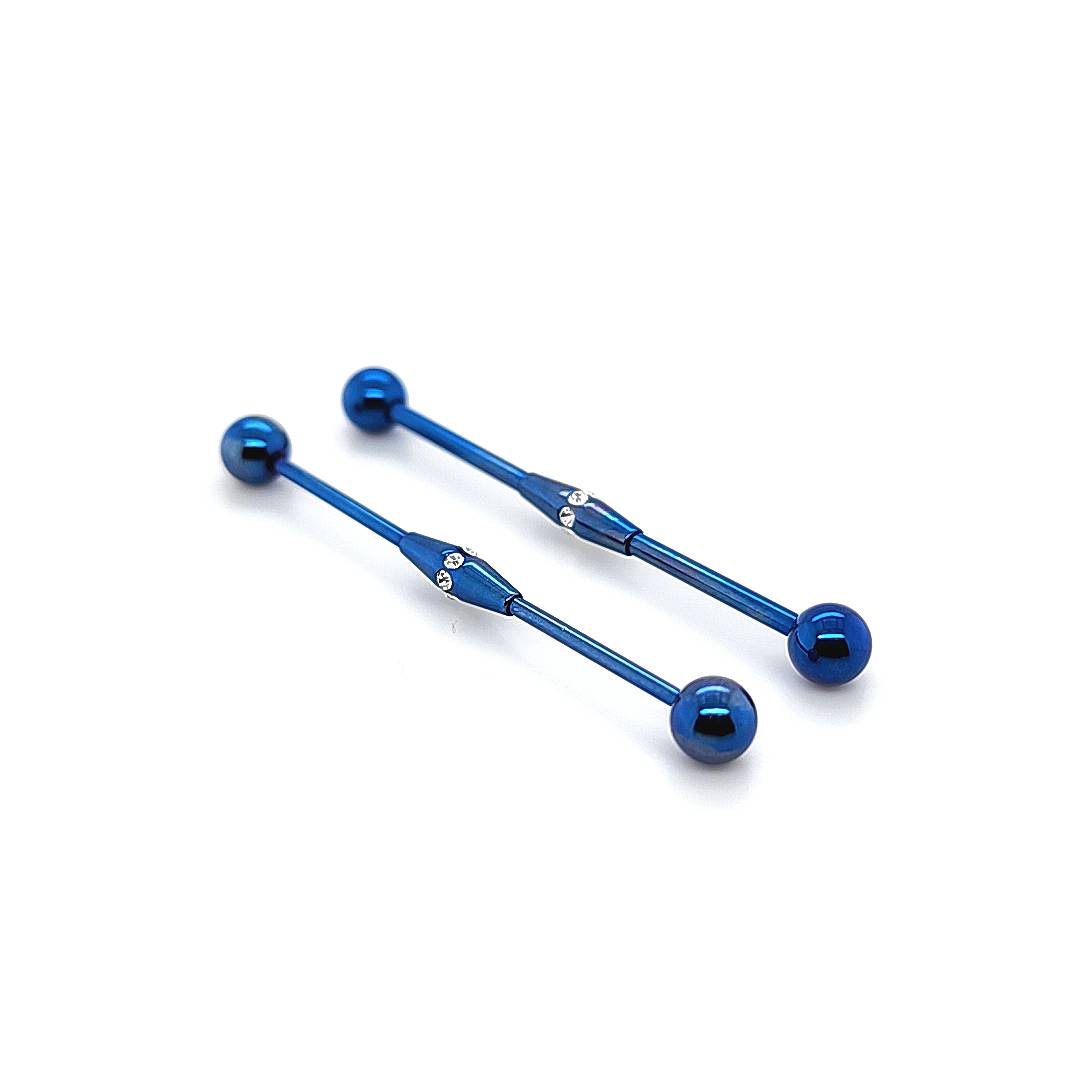 16G/14G Industrial Barbell Multi gem Center-Color Steel