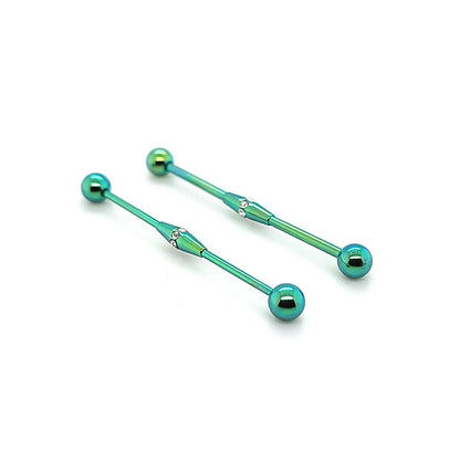 16G/14G Industrial Barbell Multi gem Center-Color Steel