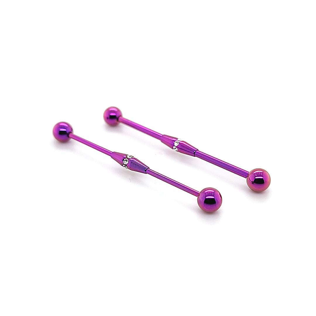 16G/14G Industrial Barbell Multi gem Center-Color Steel