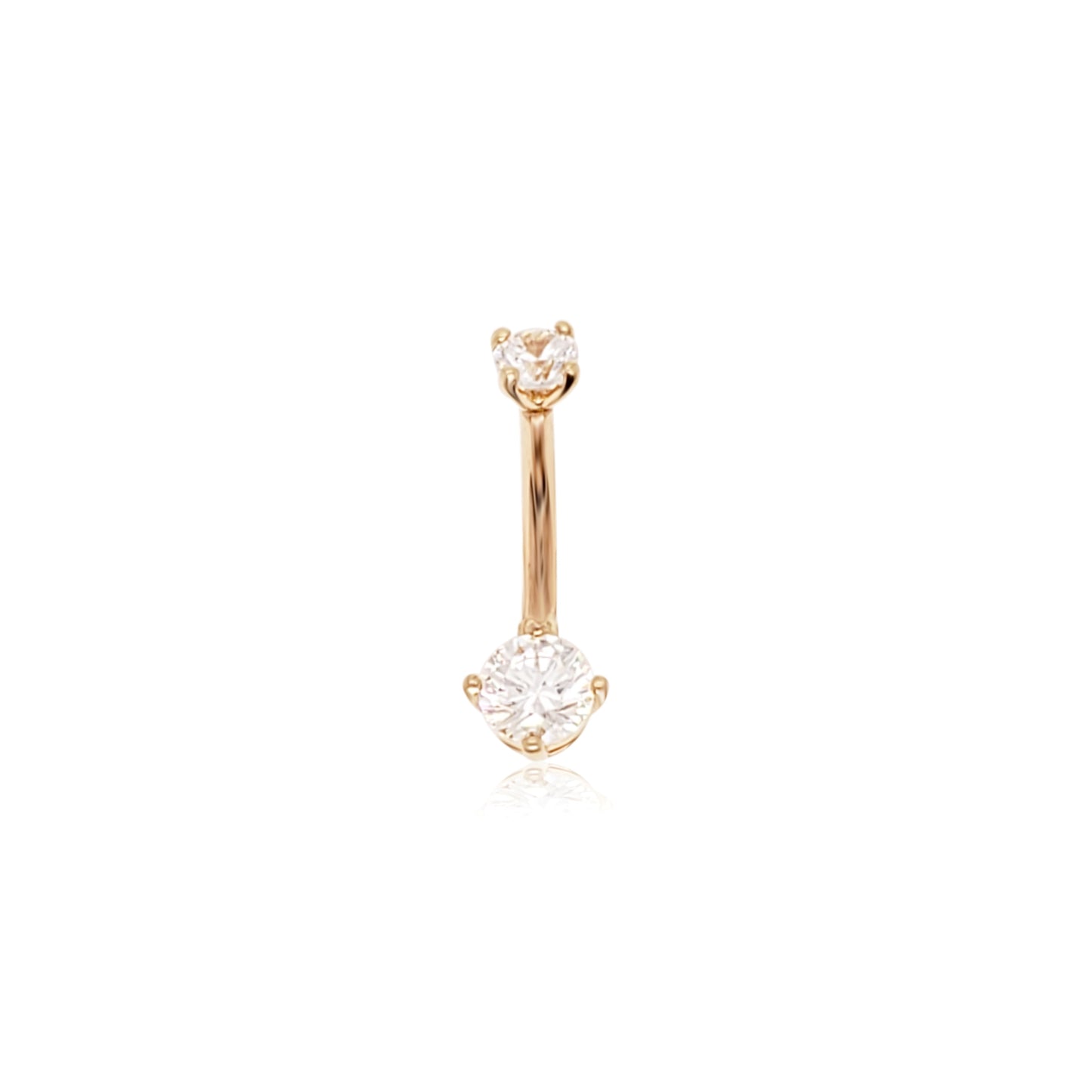 14K Gold - 16G CZ Set Rook/Curved Jewelry