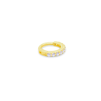 14K Gold- Line CZ Earring Hoop