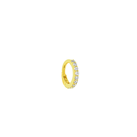 14K Gold- Line CZ Earring Hoop