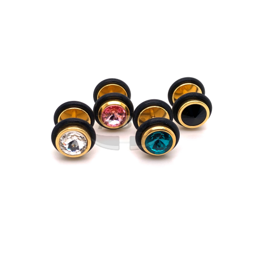 16G Jeweled 3mm~8mm Fake Plug-Gold Steel