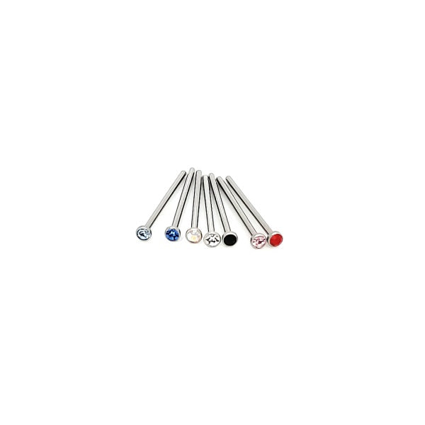 20G Nose Stud, Jeweled Fishtail #8-316L S. Steel
