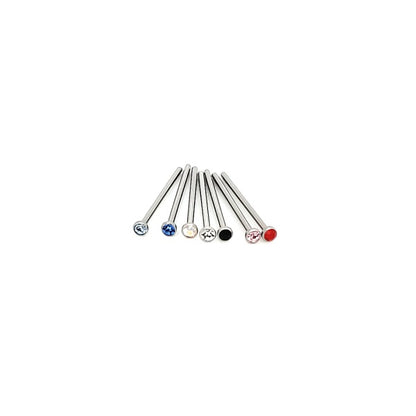 20G Nose Stud, Jeweled Fishtail #8-316L S. Steel