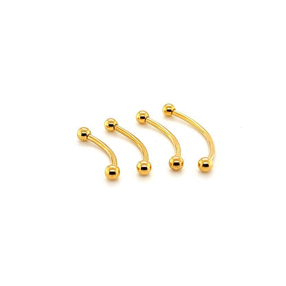 16G Eyebrow, Long Shaft- Gold Steel