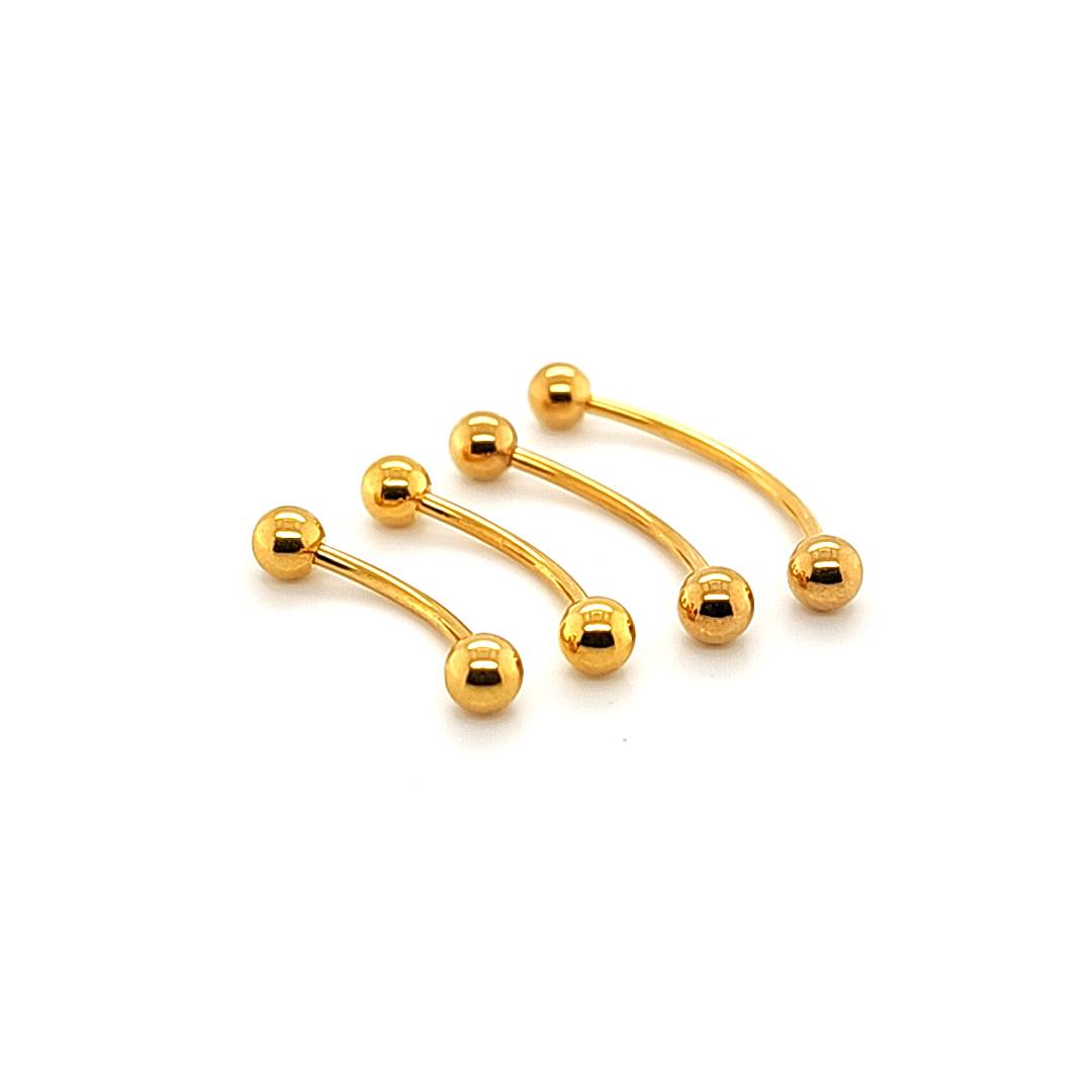 16G Eyebrow, Long Shaft- Gold Steel