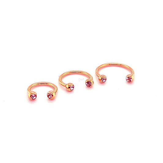 16G Double Jeweled Rose Gold CBB-Gold Steel