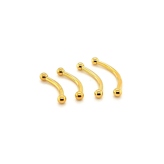 14G Eyebrow, Long Shaft-Gold Steel