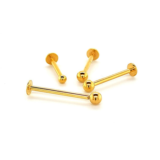 14G Labret, Long Shaft- Gold Steel