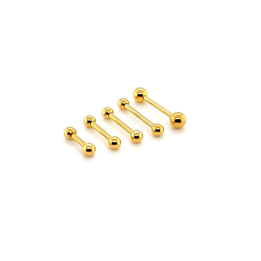 16G Short Barbell-Gold Steel