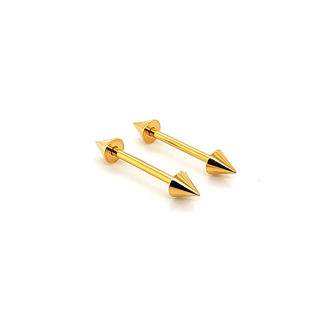 14G Nipple Cone Barbell-Gold Steel