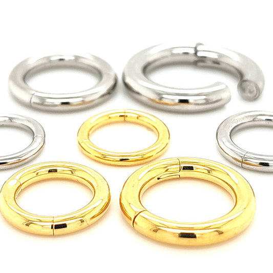 12G Hinged Segment Clicker-316L S. Steel/Gold Steel