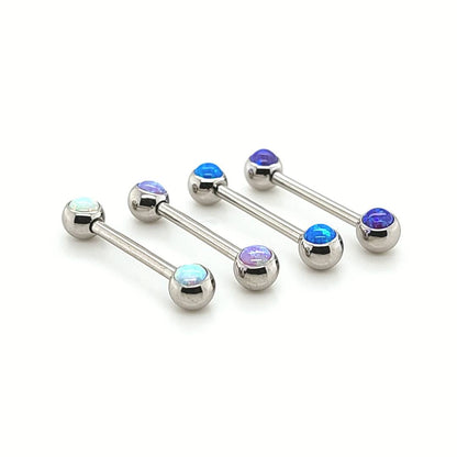 14G Opal Push Nipple Barbell -316L S. Steel