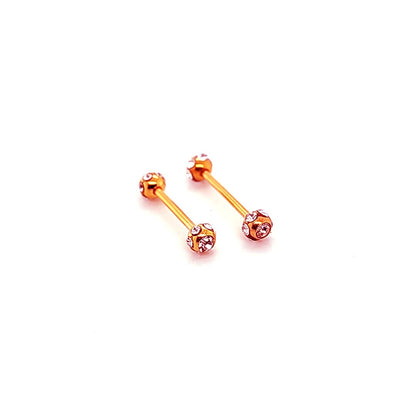 14G Nipple Barbell, Multi Gem-Roseold Steel