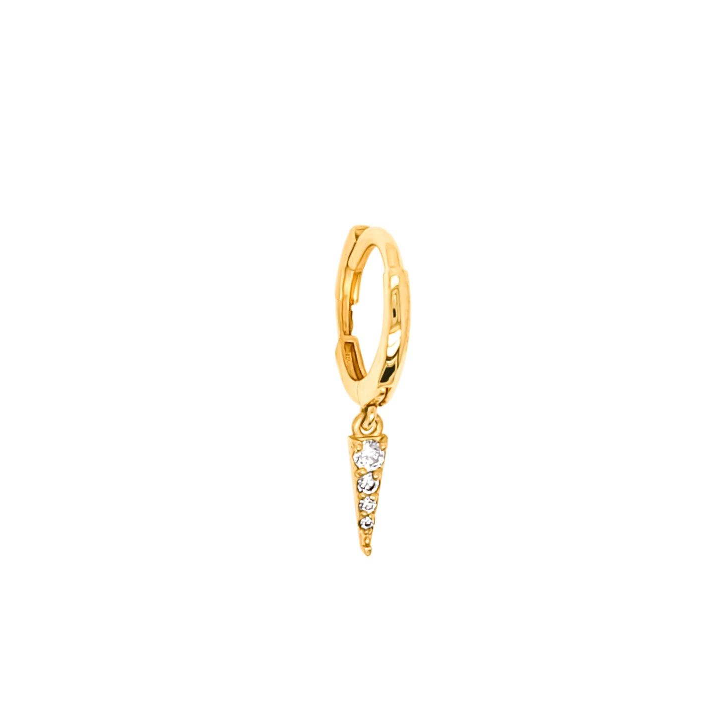 14K Gold- Hoop Earring w/ Long Cz Triangle