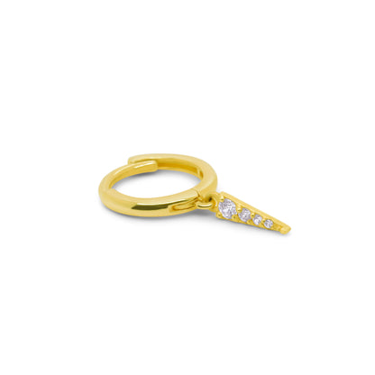 14K Gold- Hoop Earring w/ Long Cz Triangle